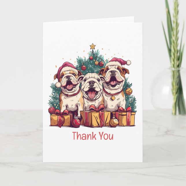 Vielen Dank, dass Sie Weihnachten Englisch Bulldog Dankeskarte (Vorderseite)