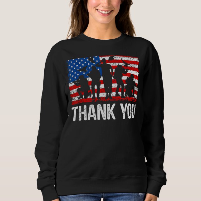 Vielen Dank, dass wir Flag Patriotic Solider Ameri Sweatshirt (Vorderseite)