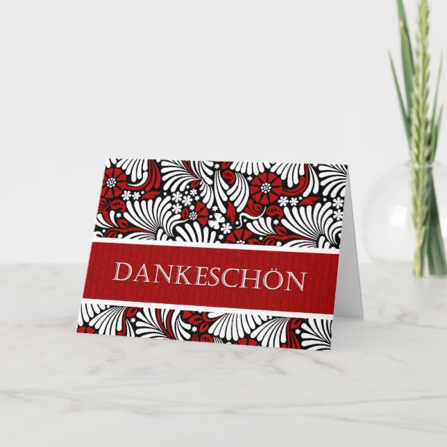 Vielen Dank, Deutsch Formal Gruß rot und weiß Dankeskarte (Vorderseite)