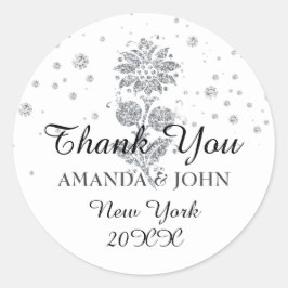 Vielen Dank Diamond Name Wedding Bridal Sweet16. Runder Aufkleber