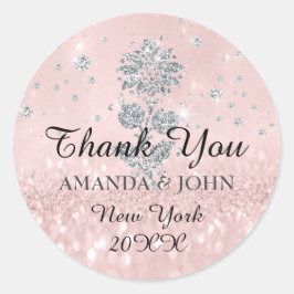 Vielen Dank Diamond Name Wedding Bridal Sweet16. Runder Aufkleber