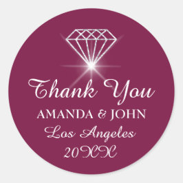 Vielen Dank Diamond Name Wedding Bridal Sweet16. Runder Aufkleber