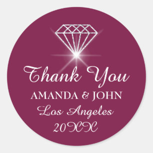 Vielen Dank Diamond Name Wedding Bridal Sweet16. Runder Aufkleber
