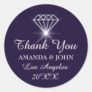Vielen Dank Diamond Name Wedding Bridal Sweet16. Runder Aufkleber