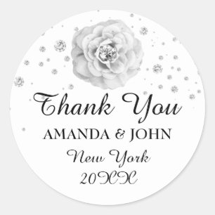 Vielen Dank Diamond Name Wedding Bridal Sweet16. Runder Aufkleber