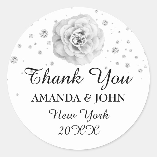 Vielen Dank Diamond Name Wedding Bridal Sweet16. Runder Aufkleber (Vorderseite)