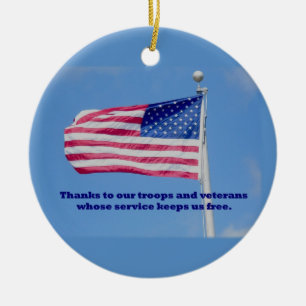 Vielen Dank, die amerikanische Flagge von Troops Keramikornament