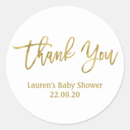 Vielen Dank, die goldene Babydusche Runder Aufkleber