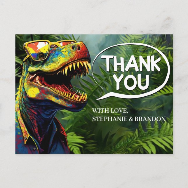 Vielen Dank Dinosaur Jurassic Kids Thema Postkarte (Vorderseite)