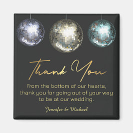 Vielen Dank Disco Kugeln schwarz golden Hochzeit Magnet