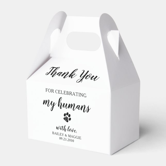 Vielen Dank Doggie Bag Hund Leckerei Hochzeit Geschenkschachtel (Vorderseite)