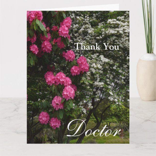 Vielen Dank, Doktor Pink und Weiße Blüte/Garten Dankeskarte (Vorderseite)