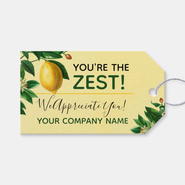 Vielen Dank "Du bist der Zest" Wertungslemon Geschenkanhänger (Vorderseite (Horizontal))