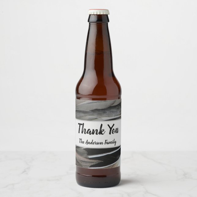 Vielen Dank Duck Feather Foto Moderne Wertschätzun Bierflaschenetikett (Vorderseite)