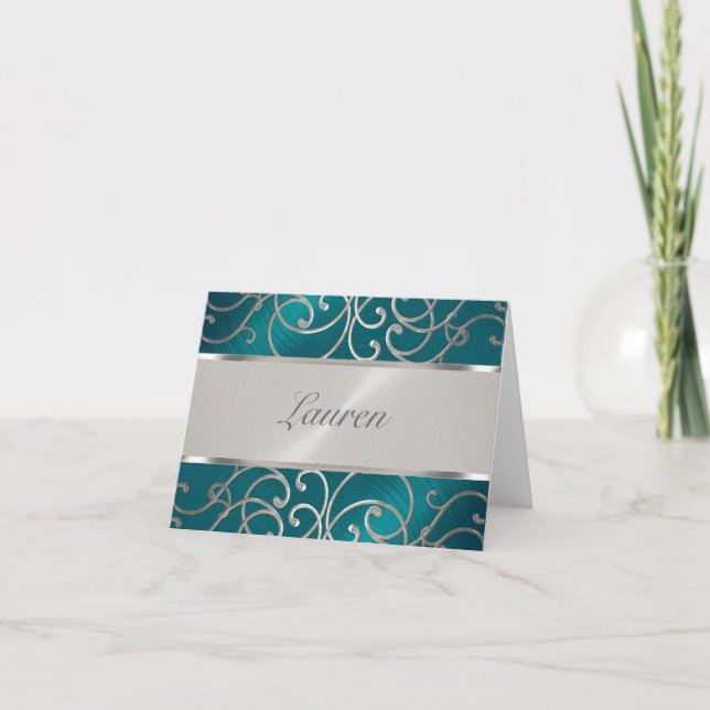 Vielen Dank Elegant Aquamarin Blue und Silver Fili (Vorderseite)