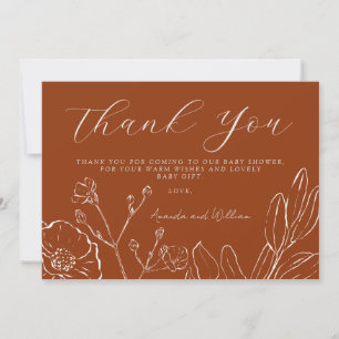 Vielen Dank Elegant Burnt Orange Botanical Blätter Dankeskarte