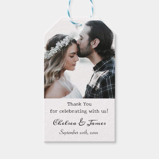 Vielen Dank Elegant Foto Calligraphy Script Custom Geschenkanhänger (Vorderseite)