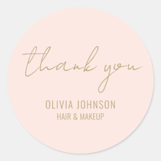 Vielen Dank Elegant Handwriting Blush Pink Runder Aufkleber