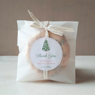 Vielen Dank Elegant Holidays Tree Pink Green Gefal Runder Aufkleber