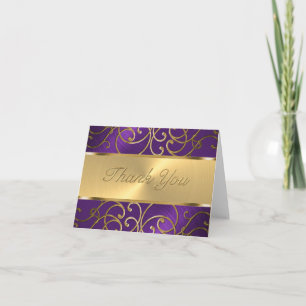 Vielen Dank Elegant Lila und Gold Filigree Dankeskarte