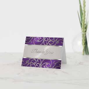 Vielen Dank Elegant Lila und Silver Filigree Dankeskarte