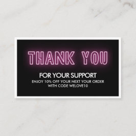 Vielen Dank Elegant Neon Trendy Instagram Discount Visitenkarte