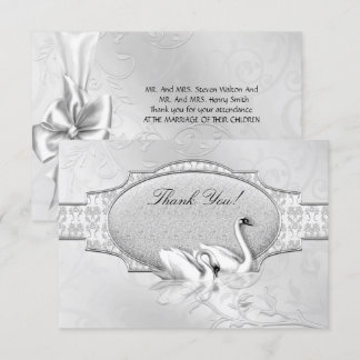 Vielen Dank Elegant Wedding Silver White Swans Her Einladung