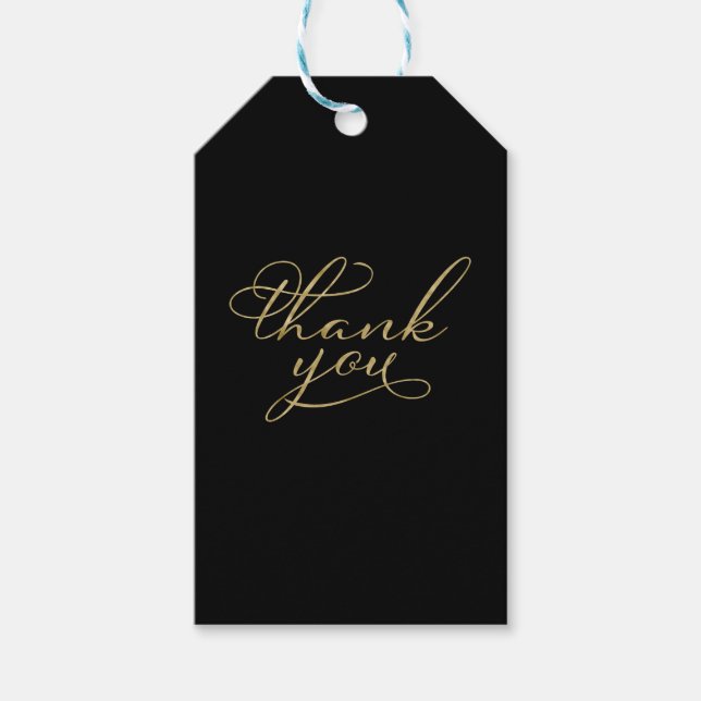 Vielen Dank - Elegante Gold Foil Gastgeschenk Hoch Geschenkanhänger (Vorderseite)