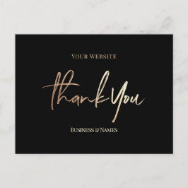 Vielen Dank Elegante Imitate Gold Foil Black Busin Postkarte