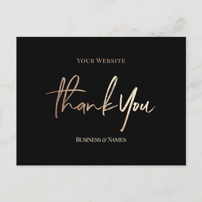 Vielen Dank Elegante Imitate Gold Foil Black Busin Postkarte (Vorderseite)