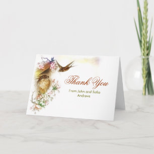 Vielen Dank elegante Liebesvögel Hochzeitskarte Dankeskarte