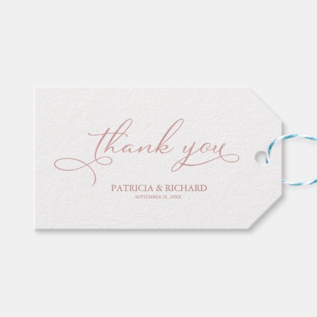 Vielen Dank - Elegante Rose Gold Gastgeschenk Hoch Geschenkanhänger (Vorderseite (Horizontal))