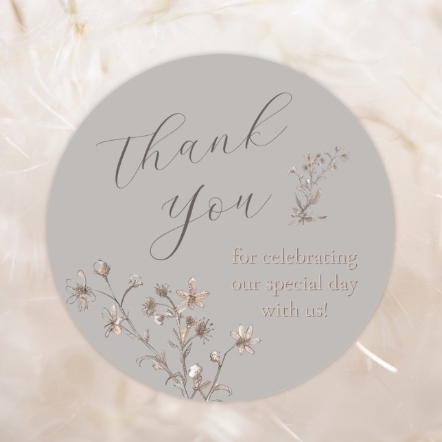 Vielen Dank Elegante Wildblume maßgeschneiderte Ho Runder Aufkleber (Von Creator hochgeladen)