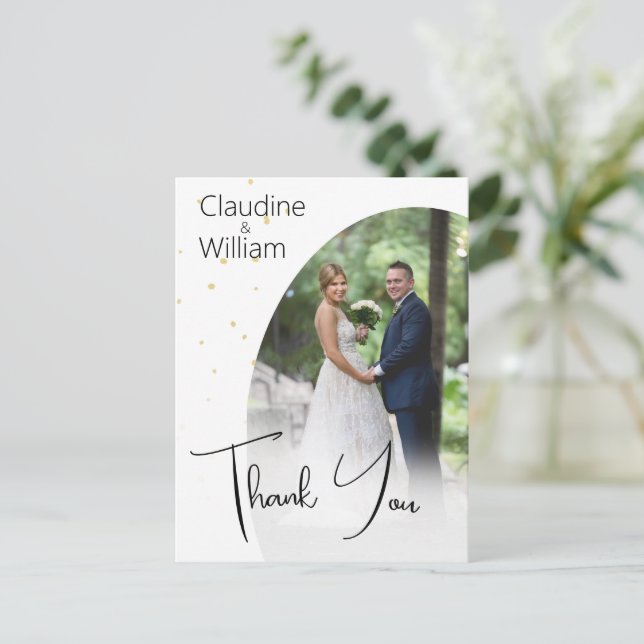 Vielen Dank Elegantes Foto Chic Moderne Hochzeit Postkarte (Stehend Vorderseite)