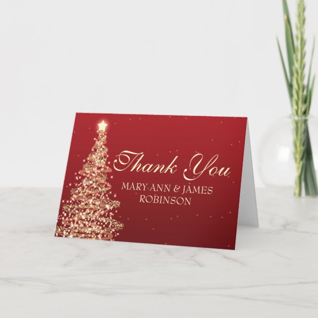 Vielen Dank Elegantes Weihnachts-Party Red Dankeskarte (Vorderseite)