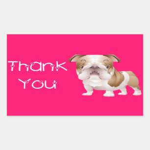 Vielen Dank Englisch Bulldog Puppy Dog Pink Sticke Rechteckiger Aufkleber