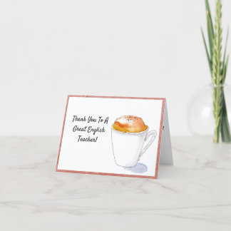 Vielen Dank, Englisch Lehrer Watercolor Cappuccino Dankeskarte