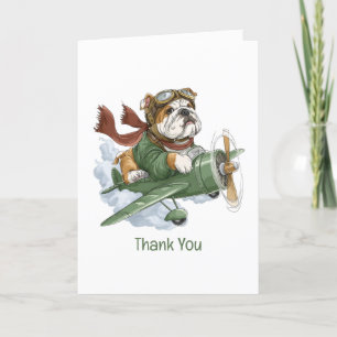 Vielen Dank, English Bulldog Pilot Flugzeug Dankeskarte