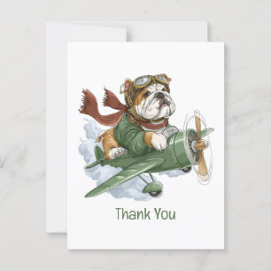 Vielen Dank, English Bulldog Pilot Flugzeug Postkarte