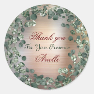 Vielen Dank Eucalyptus Birthday Bride Greenerity R Runder Aufkleber