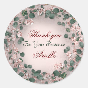 Vielen Dank Eucalyptus Birthday Bride Greenerity R Runder Aufkleber