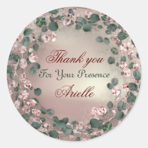 Vielen Dank Eucalyptus Birthday Bride Greenerity R Runder Aufkleber