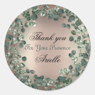 Vielen Dank Eucalyptus Birthday Bride Mint Rose Runder Aufkleber