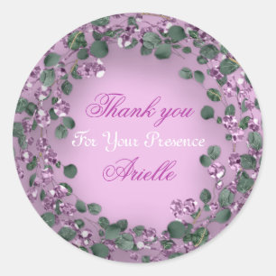 Vielen Dank Eucalyptus Birthday Bride Pink Green Runder Aufkleber