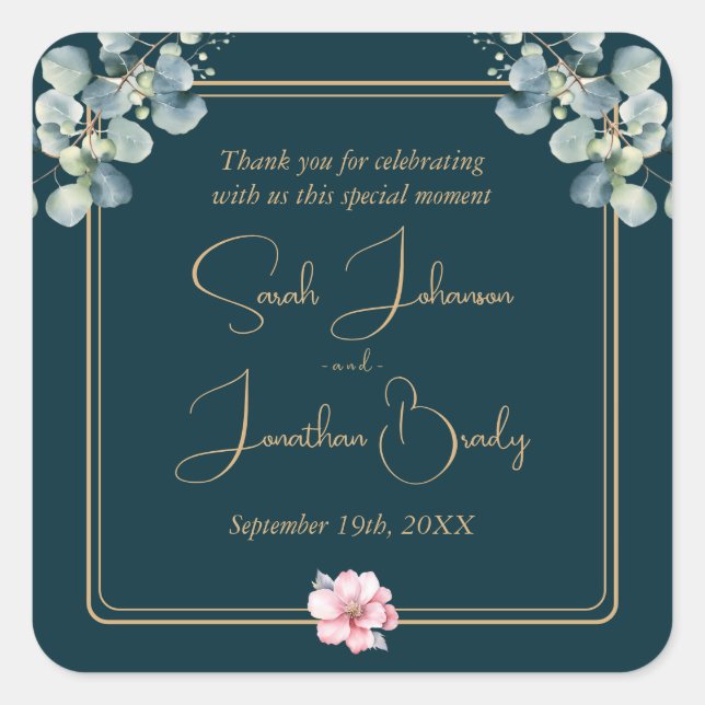 Vielen Dank, Eucalyptus Wedding Sticker (Vorderseite)