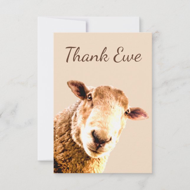 Vielen Dank, Ewe Sheep Animal Spaß Dankeskarte (Vorderseite)