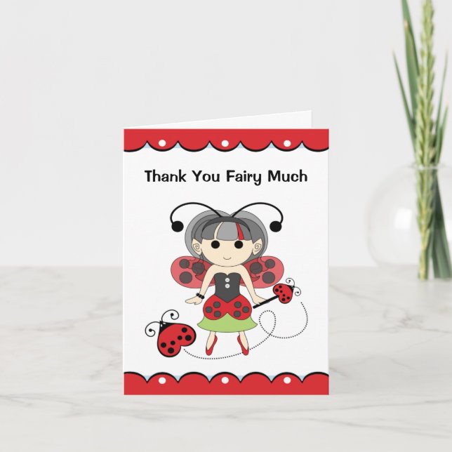 Vielen Dank Fairy viel Niedlich Red Ladybug Fairy  Dankeskarte (Vorderseite)