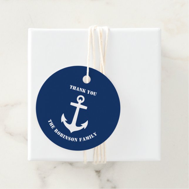 Vielen Dank Familie Name Boat Anchor Navy Blue Geschenkanhänger (Beispiel)