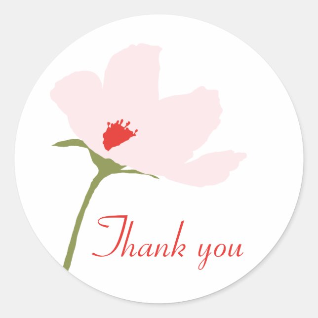 Vielen Dank fein rosa Kosmos Blume anpassen Runder Aufkleber (Vorderseite)