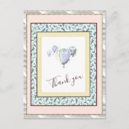 Vielen Dank Floral Blue Balloon Spark Silver Postkarte